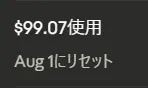 Claudeに＄99.07使用したとの表示